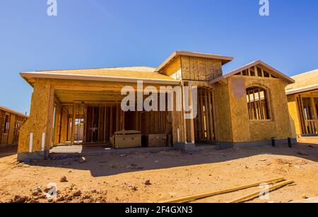 Nouvelle maison à ossature bois Phase de construction Banque D'Images