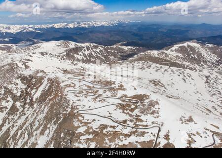 Vue aérienne du sommet de Mount Evans, Colorado Banque D'Images
