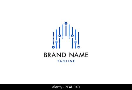 Technologie Smart Home circuit logo Vector Template Design adapté à service ou produit smart home Illustration de Vecteur