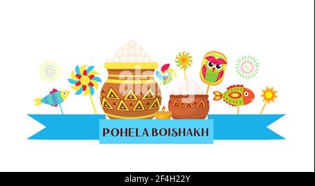 Bonne bannière Pohela Boishakh. Modèle de nouvelle année Bengali pour votre conception. Illustration vectorielle Illustration de Vecteur