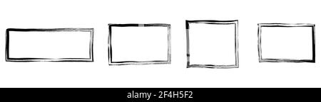 Cadre rectangulaire de grunge, cadre vierge. Ensemble de rectangles dessinés à la main. Illustration vectorielle sur fond blanc. Illustration de Vecteur