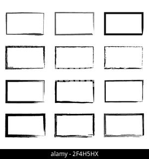 Cadre rectangulaire de grunge, cadre vierge. Ensemble de rectangles dessinés à la main. Illustration vectorielle sur fond blanc. Illustration de Vecteur