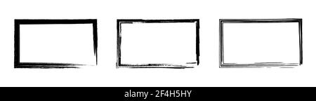 Cadre rectangulaire de grunge, cadre vierge. Ensemble de rectangles dessinés à la main. Illustration vectorielle sur fond blanc. Illustration de Vecteur