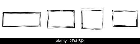 Cadre rectangulaire de grunge, cadre vierge. Ensemble de rectangles dessinés à la main. Illustration vectorielle sur fond blanc. Illustration de Vecteur
