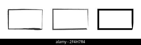 Cadre rectangulaire de grunge, cadre vierge. Ensemble de rectangles dessinés à la main. Illustration vectorielle sur fond blanc. Illustration de Vecteur