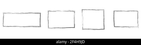 Cadre rectangulaire de grunge, cadre vierge. Ensemble de rectangles dessinés à la main. Illustration vectorielle sur fond blanc. Illustration de Vecteur