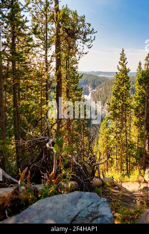 Tower Falls situé dans le parc national de Yellowstone, États-Unis. Photo de haute qualité Banque D'Images