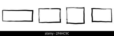 Cadre rectangulaire de grunge, cadre vierge. Ensemble de rectangles dessinés à la main. Illustration vectorielle sur fond blanc. Illustration de Vecteur