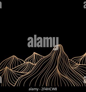 papier peint paysage avec lignes de montagne dorées. Illustration vectorielle Illustration de Vecteur