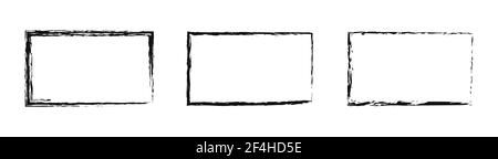 Cadre rectangulaire de grunge, cadre vierge. Ensemble de rectangles dessinés à la main. Illustration vectorielle sur fond blanc. Illustration de Vecteur