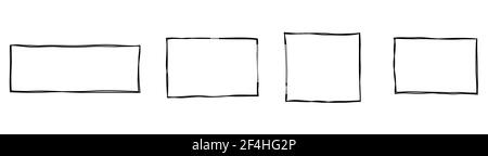 Cadre rectangulaire de grunge, cadre vierge. Ensemble de rectangles dessinés à la main. Illustration vectorielle sur fond blanc. Illustration de Vecteur