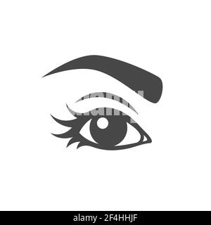 Belle femme oeil avec de longues laisses. Œil de fille avec vecteur de sourcil, symbole de maquillage. Illustration de Vecteur