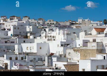 Maisons blanches de Vejer de la Frontera à Cadix, Andalousie, Espagne Banque D'Images