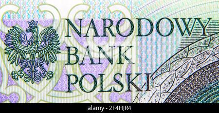 La Banque nationale polonaise signe un billet de cent zloty. Prise de vue macro. Banque D'Images