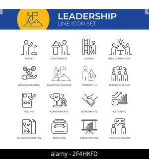 Ensemble d'icônes de leadership Illustration de Vecteur