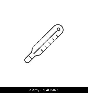 Icône de vecteur lié à la ligne mince du thermomètre. Icône plate isolée sur l'arrière-plan blanc. Fichier EPS de contour modifiable. Illustration vectorielle. Illustration de Vecteur
