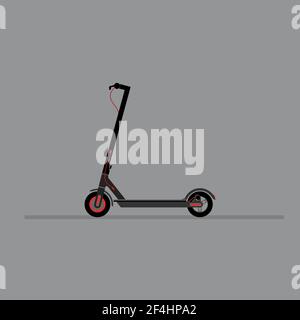 Scooter électrique noir sur fond gris. Illustration vectorielle plate. Illustration de Vecteur