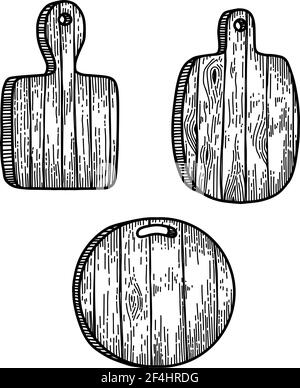 Ensemble d'illustrations de planches de cuisine en style gravure. Élément de conception pour affiche, carte, bannière, affiche. Illustration vectorielle Illustration de Vecteur