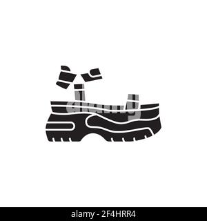 Sandales de sport, symbole de glyphe noir. Pictogramme pour page Web, application mobile, Promo. Élément de conception UI UX GUI. Contour modifiable. Illustration de Vecteur