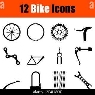 Ensemble d'icônes de vélo. Joli et doux motif glyphe. Illustration vectorielle entièrement modifiable. Texte développé. Illustration de Vecteur