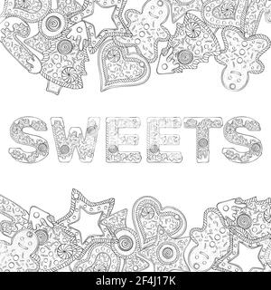 Cadre de bonbons en lettres de pain d'épice Illustration de Vecteur