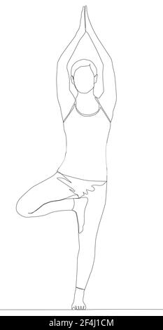 Auto-dessin une animation simple d'un exercice continu de dessin d'une ligne, une personne prend le yoga, un mode de vie sain, la santé, le sport, la forme physique Illustration de Vecteur