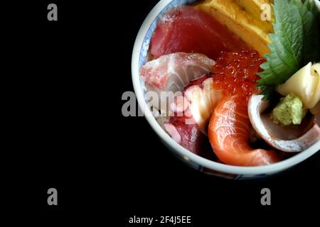 Kaisen don , bol de riz aux fruits de mer cuisine japonaise Banque D'Images