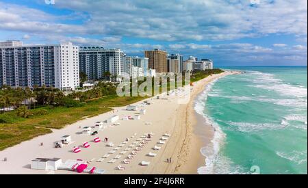 Vue aérienne de South Beach, Miami, Floride Banque D'Images
