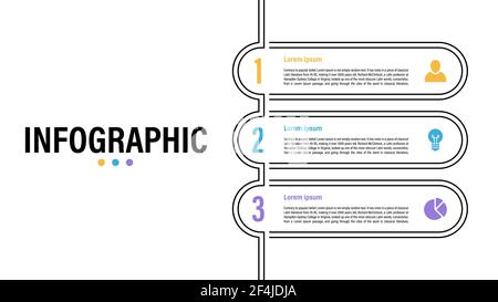 Modèle de conception graphique avec illustration de vecteur de concept métier avec 3 les étapes, les options ou les processus représentent le flux de travail ou le diagramme Illustration de Vecteur