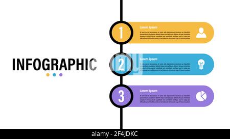Modèle de conception graphique avec illustration de vecteur de concept métier avec 3 les étapes, les options ou les processus représentent le flux de travail ou le diagramme Illustration de Vecteur