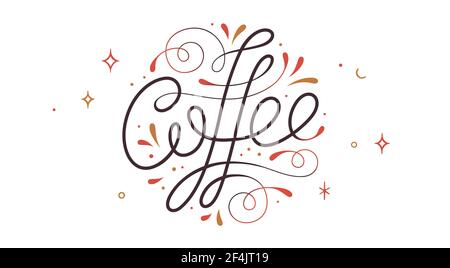 Café. Texte de lettrage dessiné à la main Coffee, logo Illustration de Vecteur