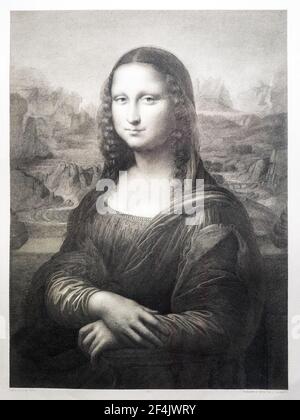 La Mona Lisa ('Lisa Gioconda') par Luigi Calamatta (1801-1869) copie après Leonardo da Vinci (1452-1519) 1857 gravure, burin et point sec Banque D'Images