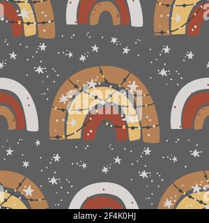 Enfant arc-en-ciel enfant bohémien motif sans couture. Joli motif enfant vectoriel pour bébé. Illustration du fond de la pépinière. Imprimé dessin animé texturé tendance. Illustration de Vecteur