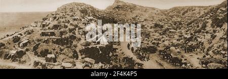 WWI - Campain de Gallipoli - Dugouts d'Anzac à Gully Berach Dans les Dardanelles Banque D'Images