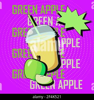 Cocktail de jus de pomme frais Vector dans un style pop art Illustration de Vecteur