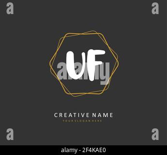 UF lettre initiale écriture manuscrite et logo de signature. Un concept d'écriture manuscrite logo initial avec élément de modèle. Illustration de Vecteur