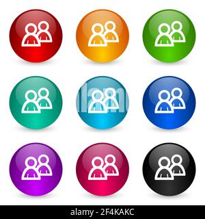 Jeu d'icônes de blog, boutons de ballon de rendu 3d brillant colorés dans 9 options de couleur pour le webdesign et les applications mobiles Banque D'Images