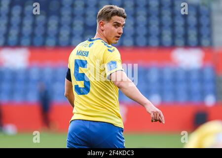 Brondby, Danemark. 21 mars 2021. Andreas Maxso (5) de Brondby SI vu pendant le 3F Superliga match entre Brondby IF et Aarhus GF au stade Brondby à Brondby, Danemark. (Crédit photo : Gonzales photo/Alamy Live News Banque D'Images