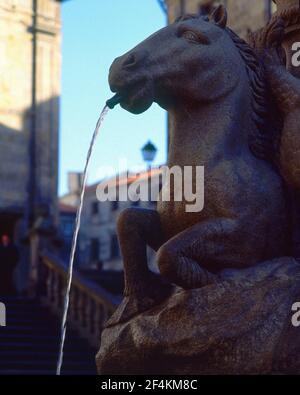 DETALLE DE LA FUENTE DE LOS CABALLOS EN LA PLAZA DE LAS PLATERIAS - FOTO AÑO 2000. Emplacement : EXTÉRIEUR. SAINT JACQUES DE COMPOSTELLE. LA COROGNE. ESPAGNE. Banque D'Images