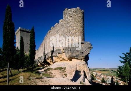 ESPAGNE - Ribera del Duero (quartier) - Castille et Leon - BURGOS. Peñaranda de Duero; vista desde alto del castillo hacia el pueblo Banque D'Images