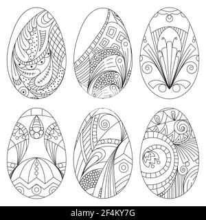 Zentangle vecteur oeufs de pâques pour livre de coloriage pour adulte. Illustration de Vecteur