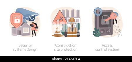 Illustrations vectorielles abstraites de concept des services de sécurité de la construction. Illustration de Vecteur