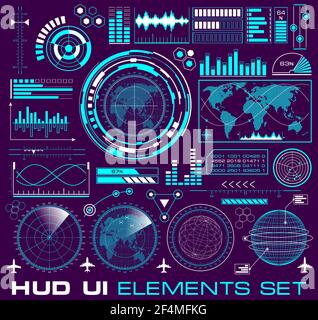 Éléments HUD. Ensemble d'interface utilisateur graphique futuriste Illustration de Vecteur