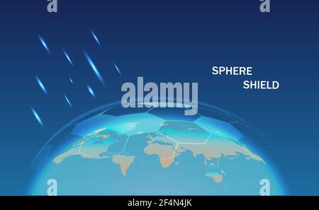 Cyber-sécurité. Concept de protection de l'information et de sécurité de la sécurité. Composition de points et de lignes de la carte du monde. Globe terrestre. Illustre la sécurité des cyber-données o Illustration de Vecteur