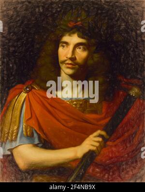 Molière dans le rôle de César, la mort de Pompey, portrait de Nicolas Mignard Banque D'Images