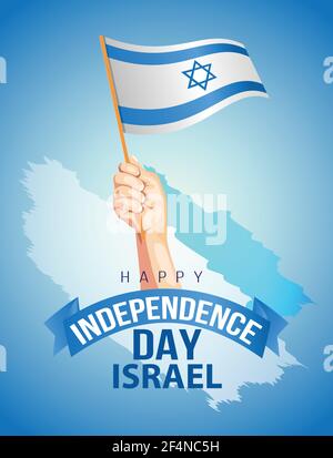heureux jour de l'indépendance israël. main tenant israël drapeau vecteur illustre conception Illustration de Vecteur