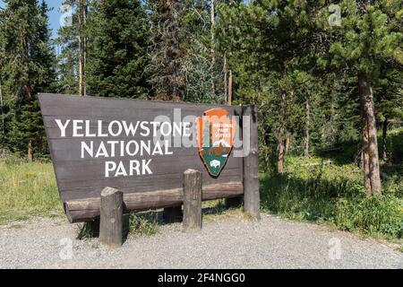 Panneau National Park, parc national de Yellowstone, Wyoming, États-Unis Banque D'Images