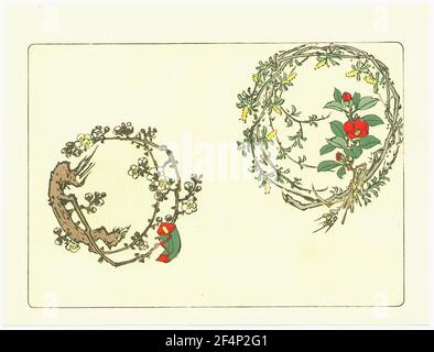 Shibata Zeshin - deux Wreaths comparaison fleurs 1890 Banque D'Images