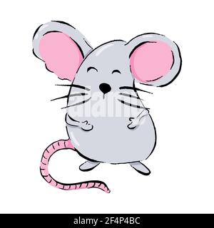 Dessin animé mignon de souris, illustration vectorielle isolée sur fond blanc Illustration de Vecteur