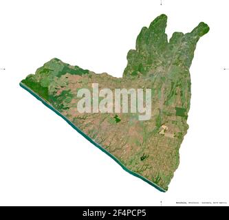 Retalhuleu, département du Guatemala. Imagerie satellite Sentinel-2. Forme isolée sur solide blanc. Description, emplacement de la capitale. Contient modif Banque D'Images